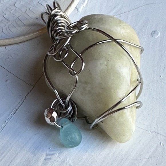 Quartz Pendant Necklace Gemstone Wire Wrapped 16-18’ Chain 4250 W - Picture 5 of 10